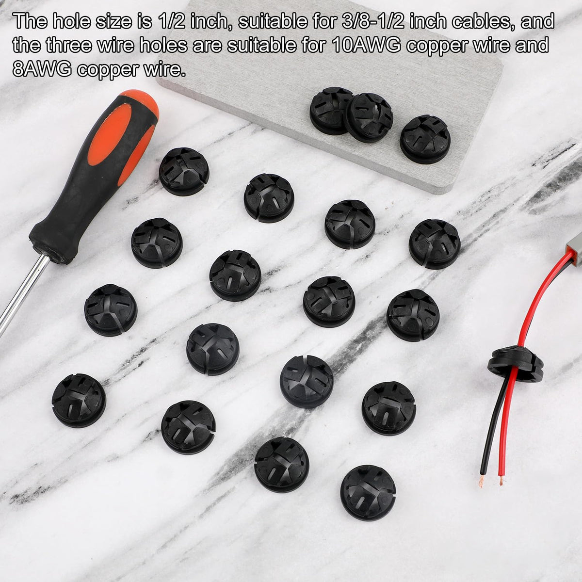 500pcs Non-Metallic Push-in Cable Connectors, 3/8-1/2 Inch (Black)