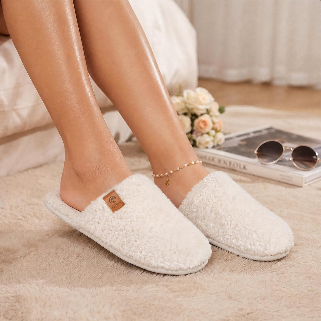 Women's Fuzzy Slippers Warm Cozy Memory Foam Indoor House Shoes |