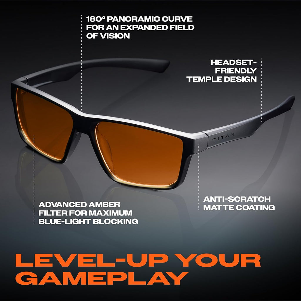 Titan Gaming Glasses, Blue Light Blocking, Night Driving Glasses for Men, Computer Protection, Gift for Gamers