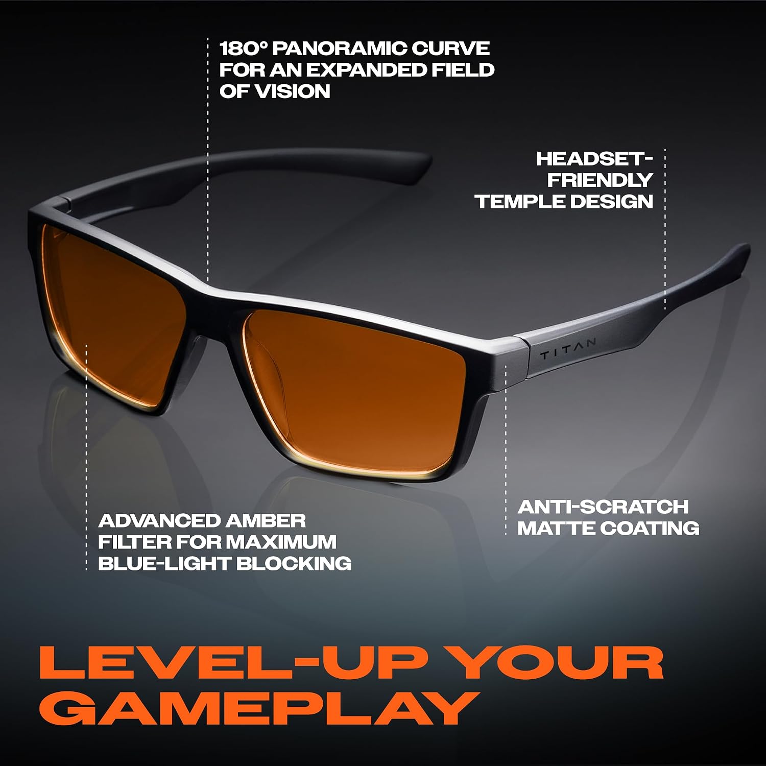 Titan Gaming Glasses, Blue Light Blocking, Night Driving Glasses for Men, Computer Protection, Gift for Gamers
