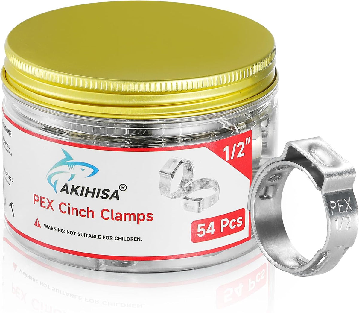 AKIHISA 54pcs 1/2 pex crimp rings for PEX Tubing Pipe Fitting Connections