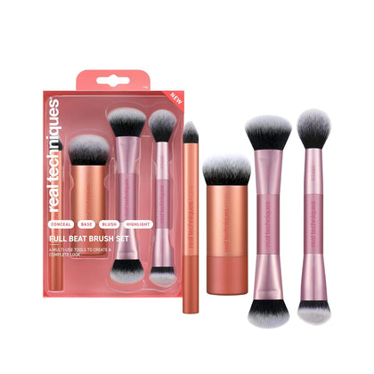 Full Beat Makeup Brush Set, 4-Piece Brush Kit | Travel-ready glam, travel makeup brush set, makeup brush kit