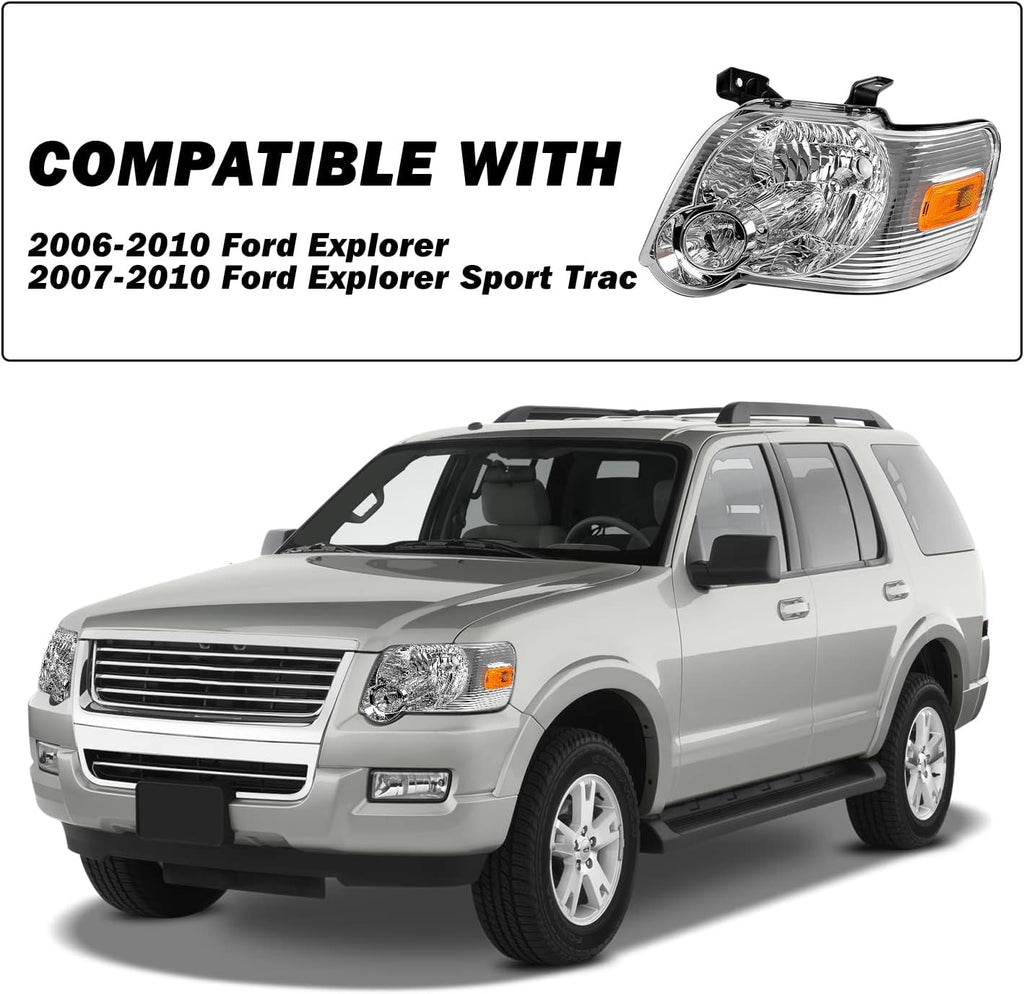 SOCKIR Headlight Assembly Compatible with 2006 to 2010 Ford Explorer
