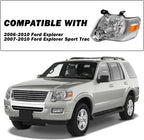 SOCKIR Headlight Assembly Compatible with 2006 to 2010 Ford Explorer