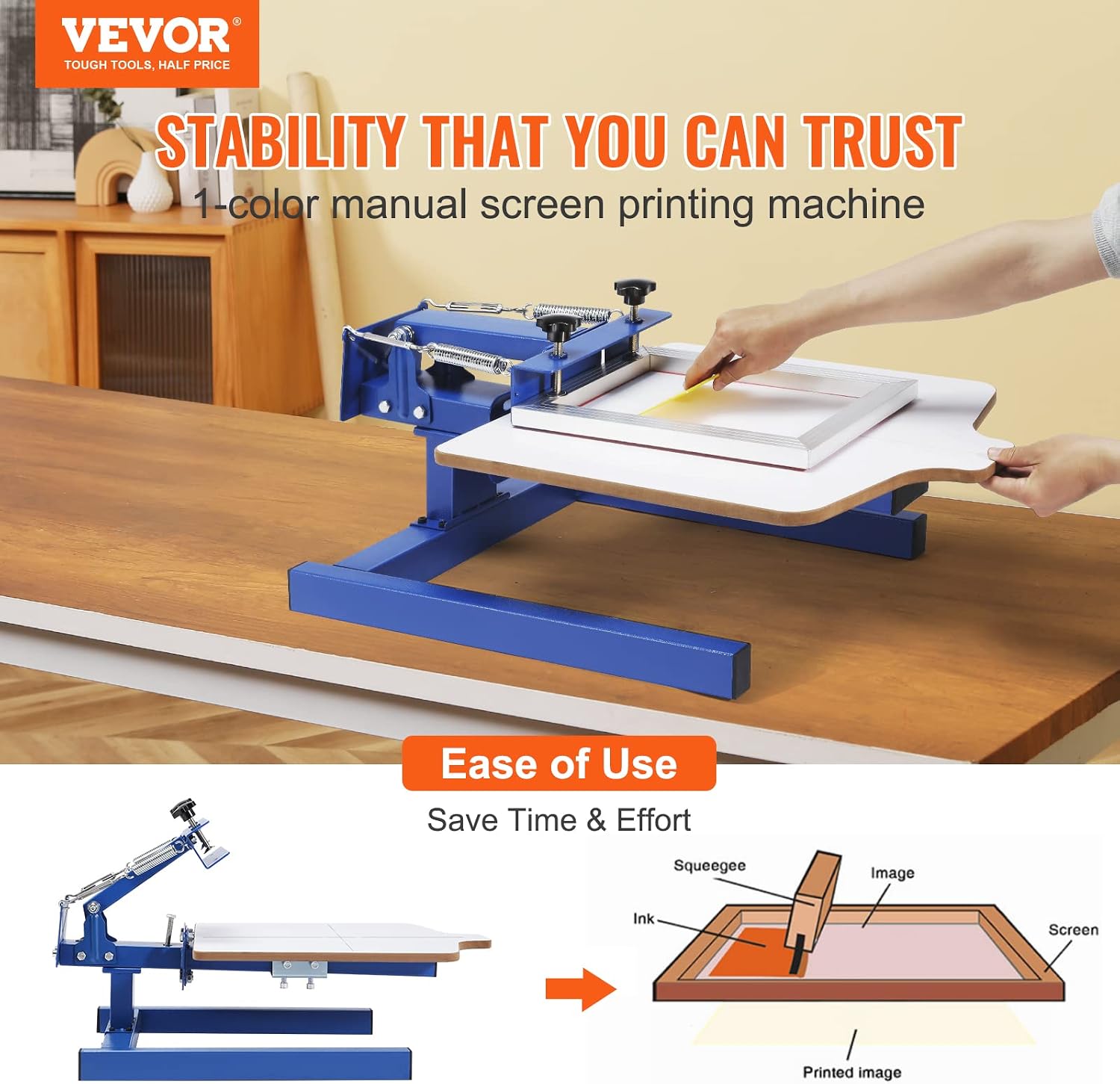 Screen Printing Machine 1 Color 1 Station Silk Screen Printing Press | For T-Shirt DIY Printing, 21.2 x 17.7 in/54 x