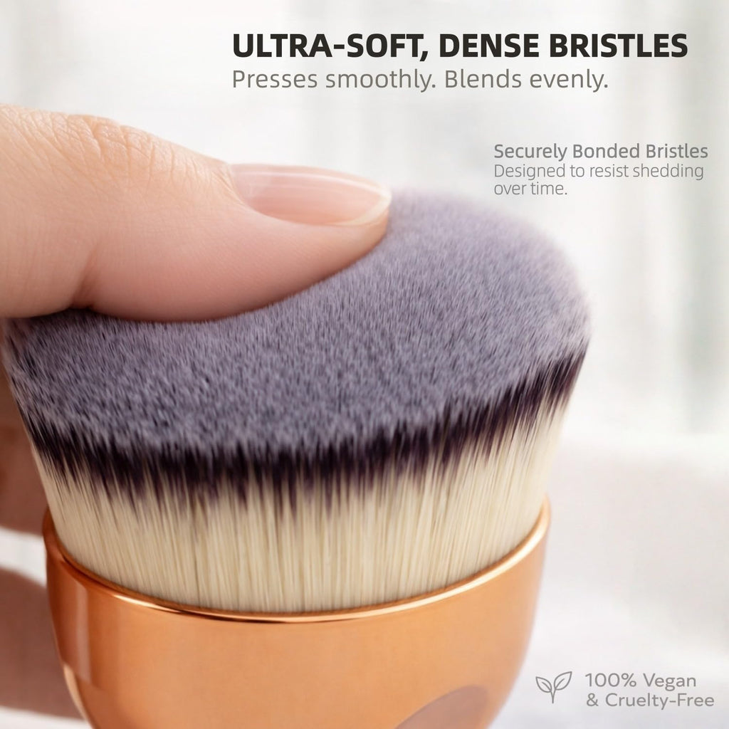 Angled Kabuki Foundation Brush – High-Density Face & Body Blending Makeup Brush for Liquid Foundation, Bronzing
