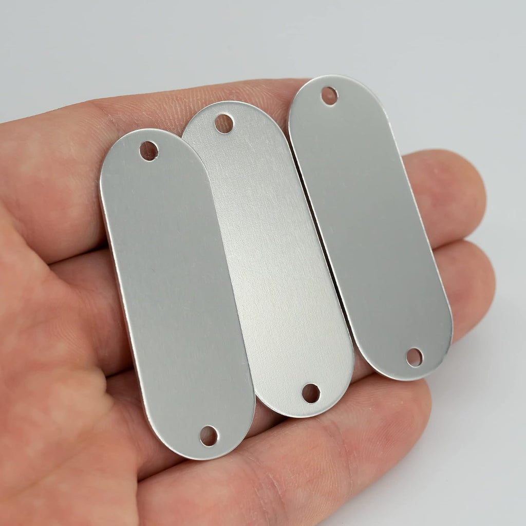 Aluminum Engraving Blanks Tags Stamping Blanks Tags with 2 Holes 25 Pack (Silver)