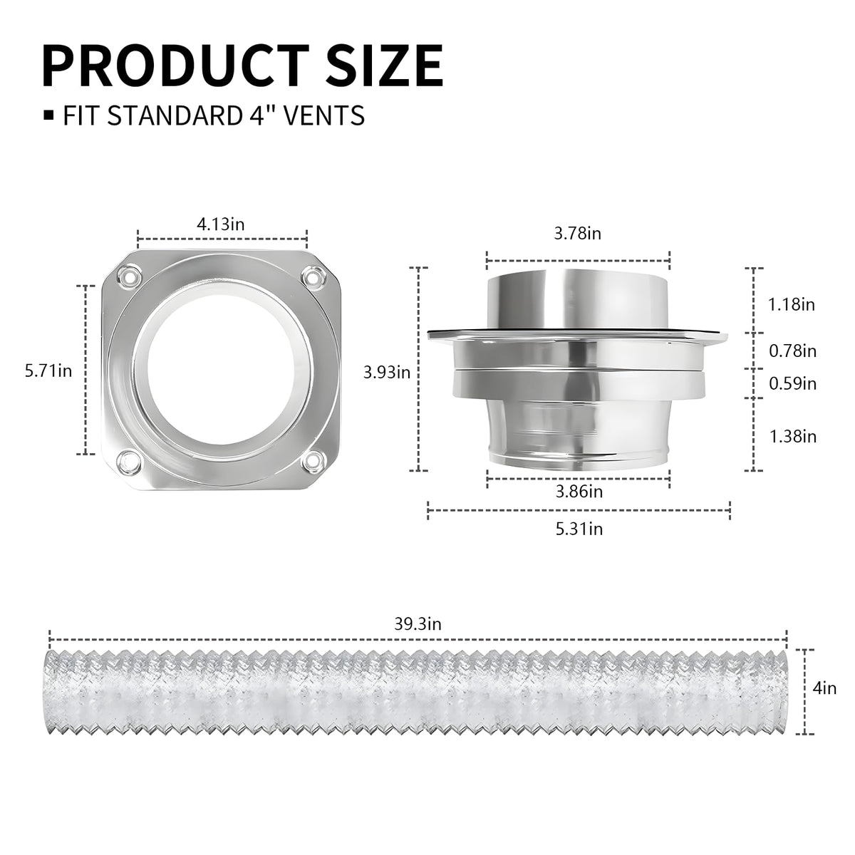 Magnetic Dryer Vent Coupling Connector Kit Double-sided 4" Duct Hose -180