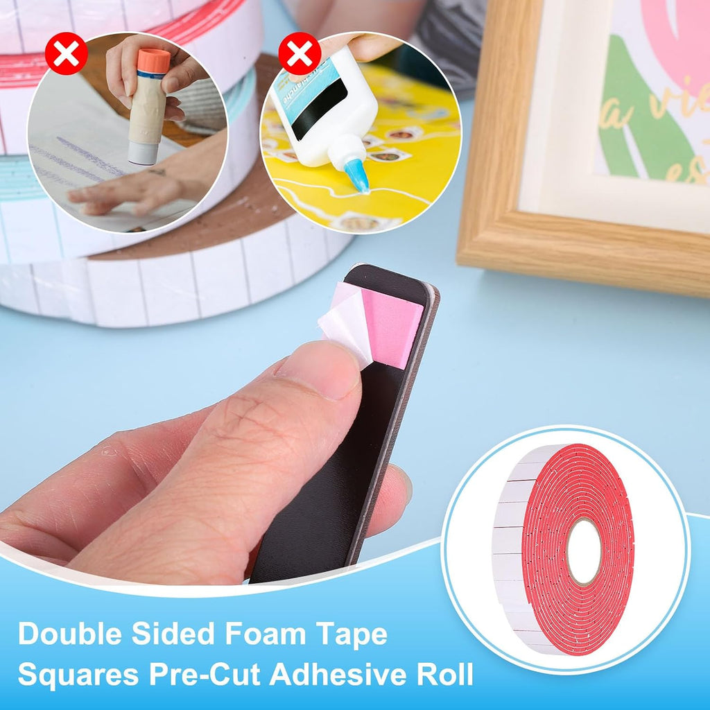 300Pcs Double Sided Foam Tape 19.7ft Pre-Cut Adhesive Mounting Tape