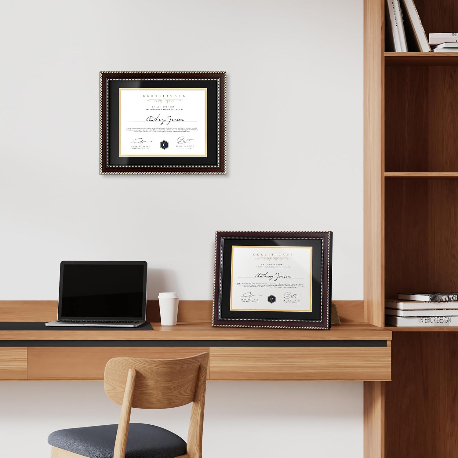 8.5x11 Diploma Frame with Black over Gold Mat or Full Display 11x14 Document Certificate Frame for Diploma Degree