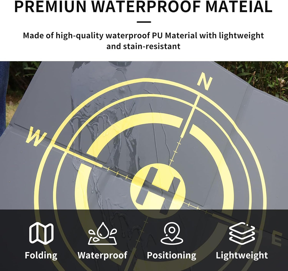 Drone Landing Pad,Universal Waterproof Portable Nighttime Reflective Weighted Landing Apron for DJI Avata 360 Mini 5