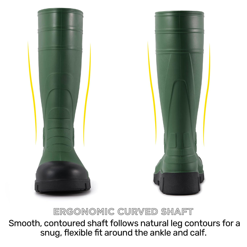 Men's Steel Toe Rain Boots, Waterproof Knee High Work Boots