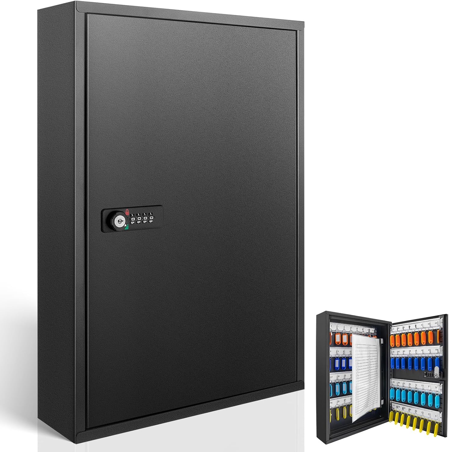 Key Cabinets, Key Organizer Box(64 Keys),Key Cabinet Wall Mount, Key Lock Box Wall Mount for Hotels Offices Property