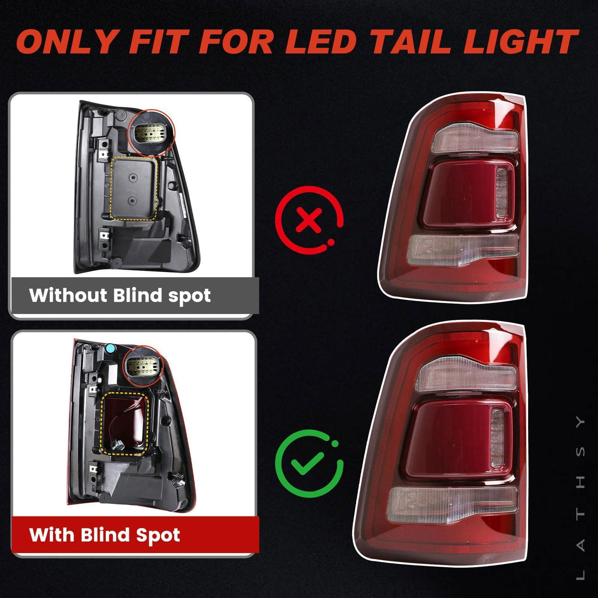 LED Tail Light Compatible With 2019-2024 Dodge Ram 1500 Passenger Side
