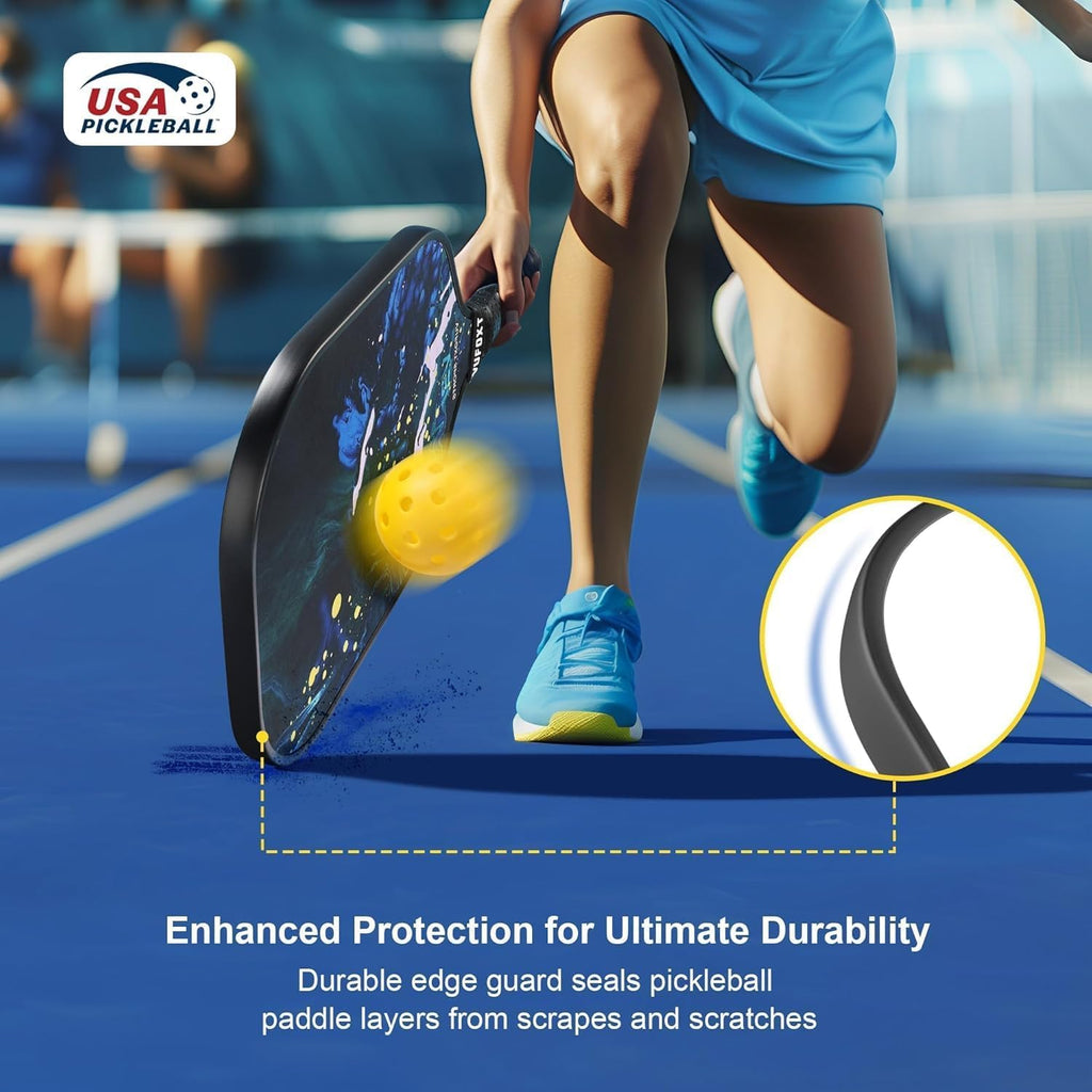 Pickleball Paddles Set of 2/4, USAPA Approved Carbon Fiber Surface Pickle Ball Set - 14mm PP Honeycomb Core of