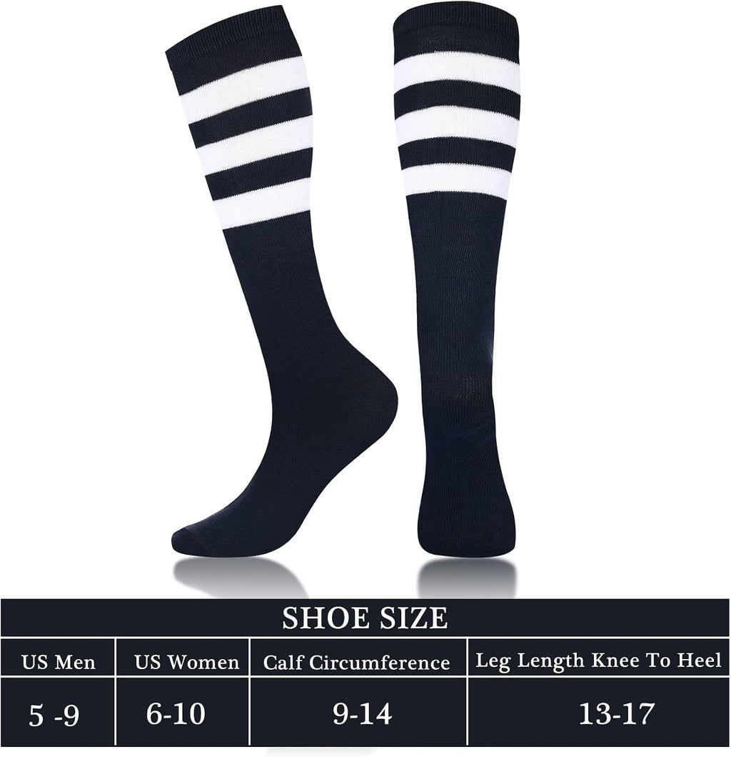6 Pairs Neon Knee High Socks Stretchy Roller Skate Socks for Women, Men, Soccer Softball Team Sports