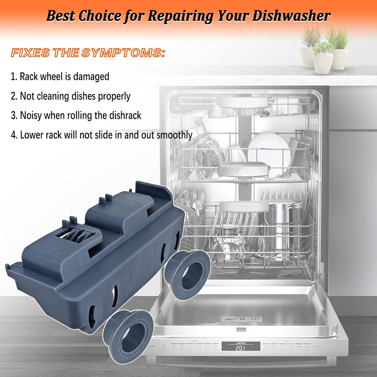 WD28X27241 Dishwasher Lower Rack Carrier and Roller Kit for GE Dishwasher Lower Rack Wheels Assembly WD12X10438, WD12X10439, WD12X10446, WD12X10447, WD12X22656, WD12X22657 (1Pcs)
