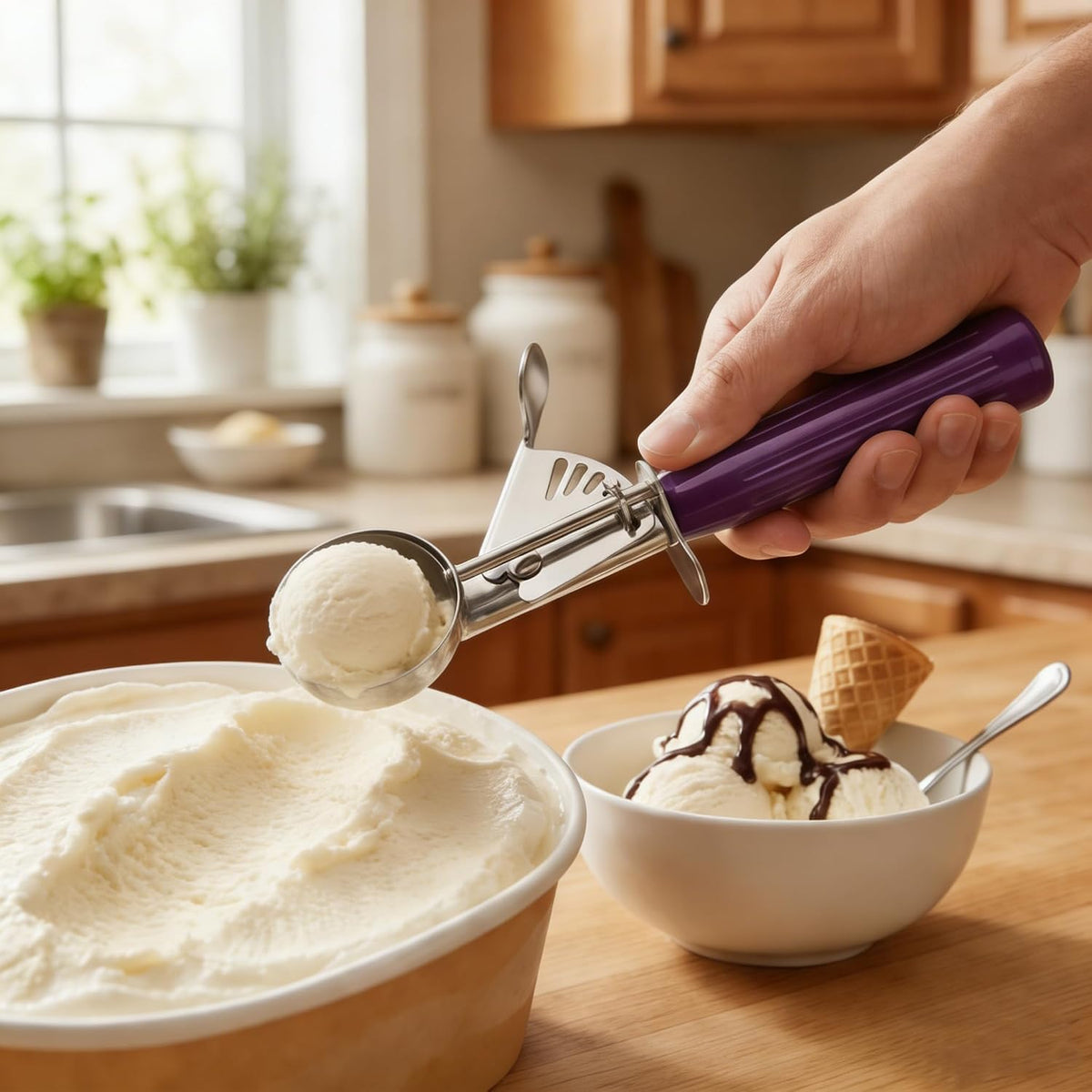 TOPKITCHEN Commercial-Grade Ice Cream Scoop 0.75 oz, 18/8 Stainless Steel Cookie Scoop with Plastic Handle, Portion