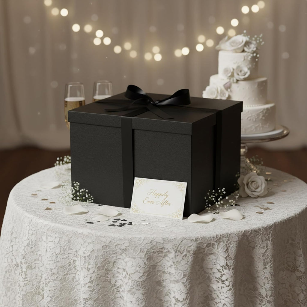 15x12x10 Inches Large Black Gift Boxes with Lids for Presents
