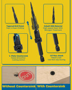 Countersink Drill Bit Set, 16PCS Tapered Bits with Plug Cutters