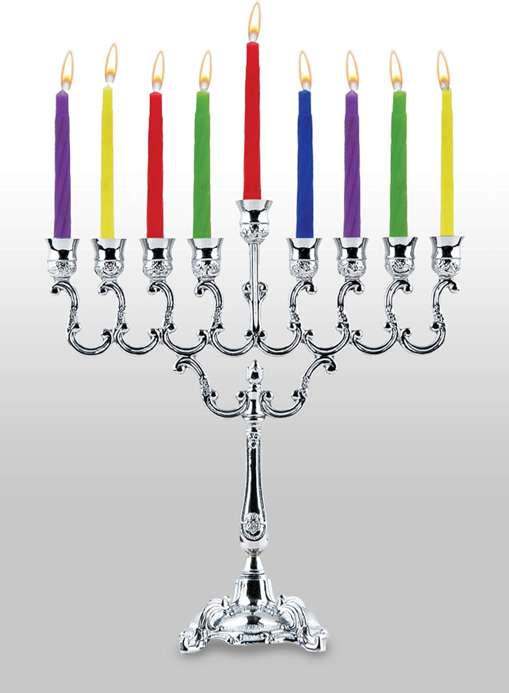 Hanukkah Menorah Candles Dreidels, Chanukah Guide Complete Set - Metal, Standard Version