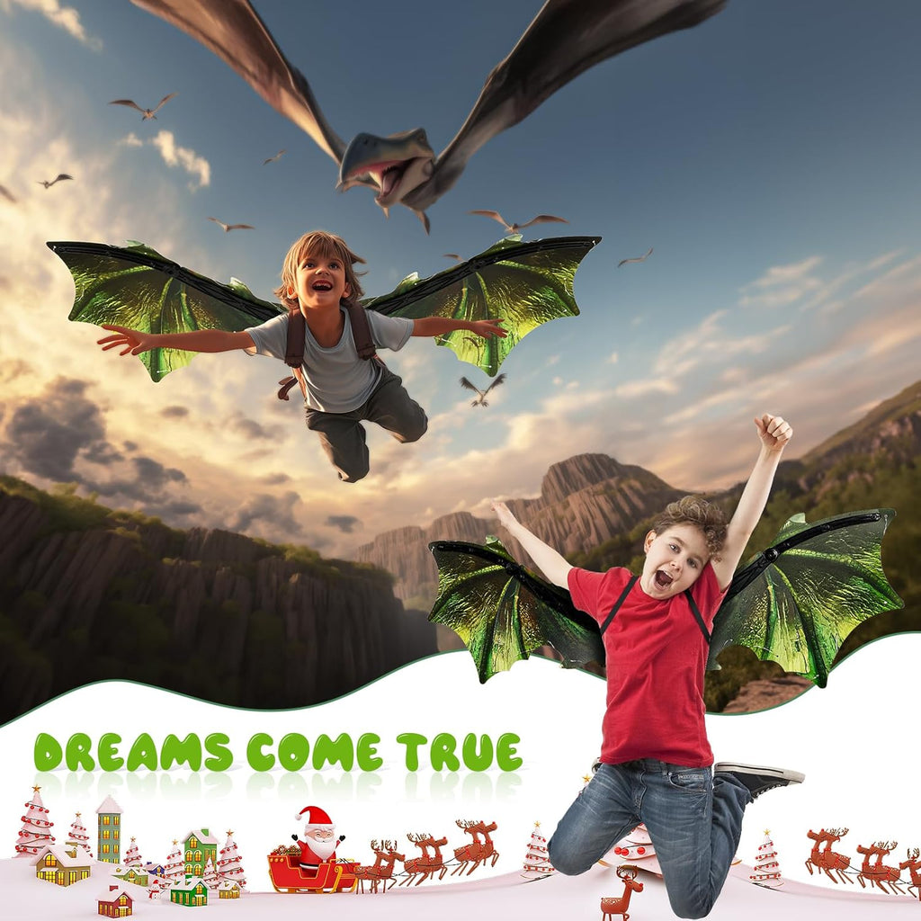 Electric Dragon Wings, Kids Dinosaur Costume Wings with LED Light & Music, Halloween Dino Dress-Up Costumes for Boys