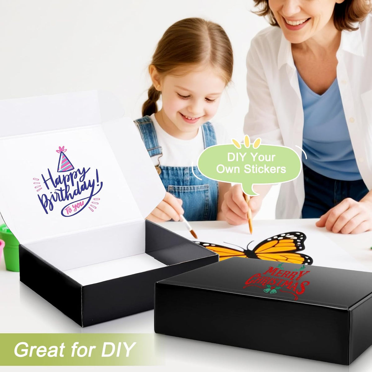 Large Shipping Boxes 20 Pack, 12x9x4 Inch Mailer Boxes, Black