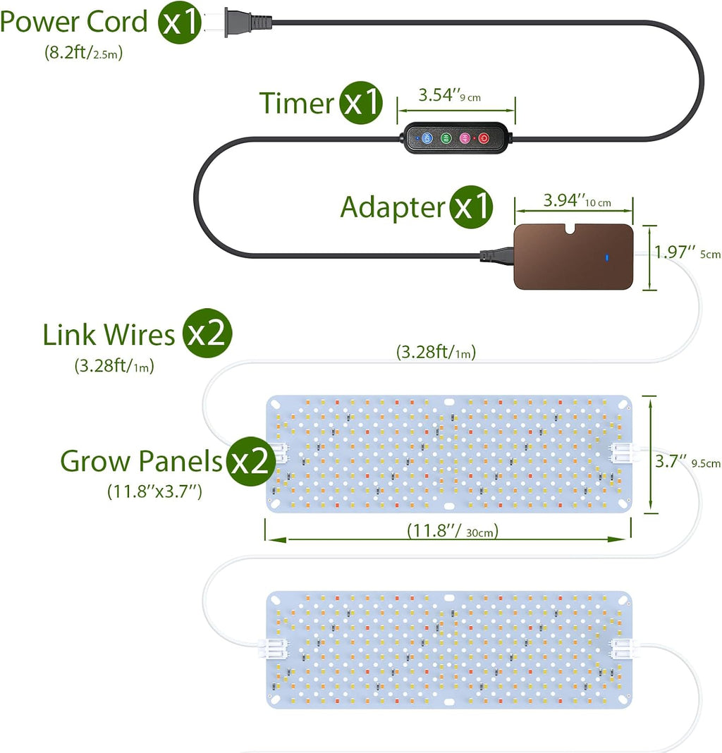 Full Spectrum 384 LEDs Grow Lights, 24W Plant Grow Lights for Indoor Plants with Daisy Chain Function, Sunlike