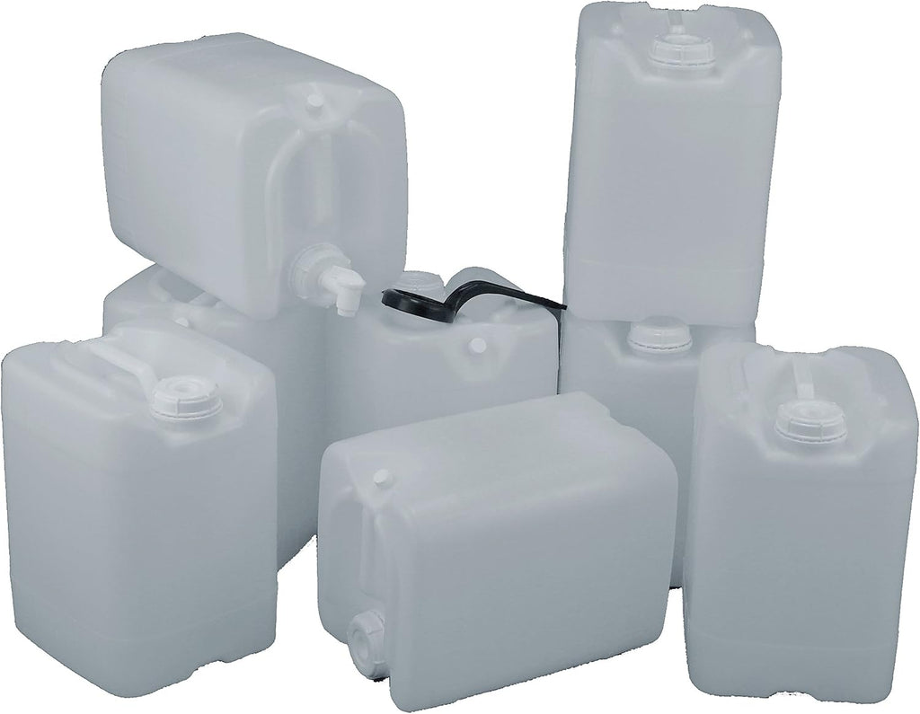 5 Gallon Samson Stackers, Natural, 8 Pack (40 Gallons), Emergency Water Storage Kit with One Bonus Spigot