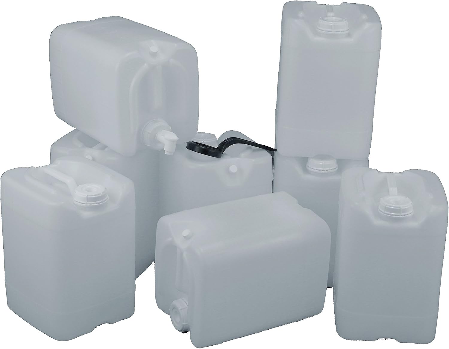 5 Gallon Samson Stackers, Natural, 8 Pack (40 Gallons), Emergency Water Storage Kit with One Bonus Spigot