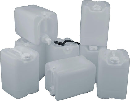 5 Gallon Samson Stackers, Natural, 8 Pack (40 Gallons), Emergency Water Storage Kit with One Bonus Spigot