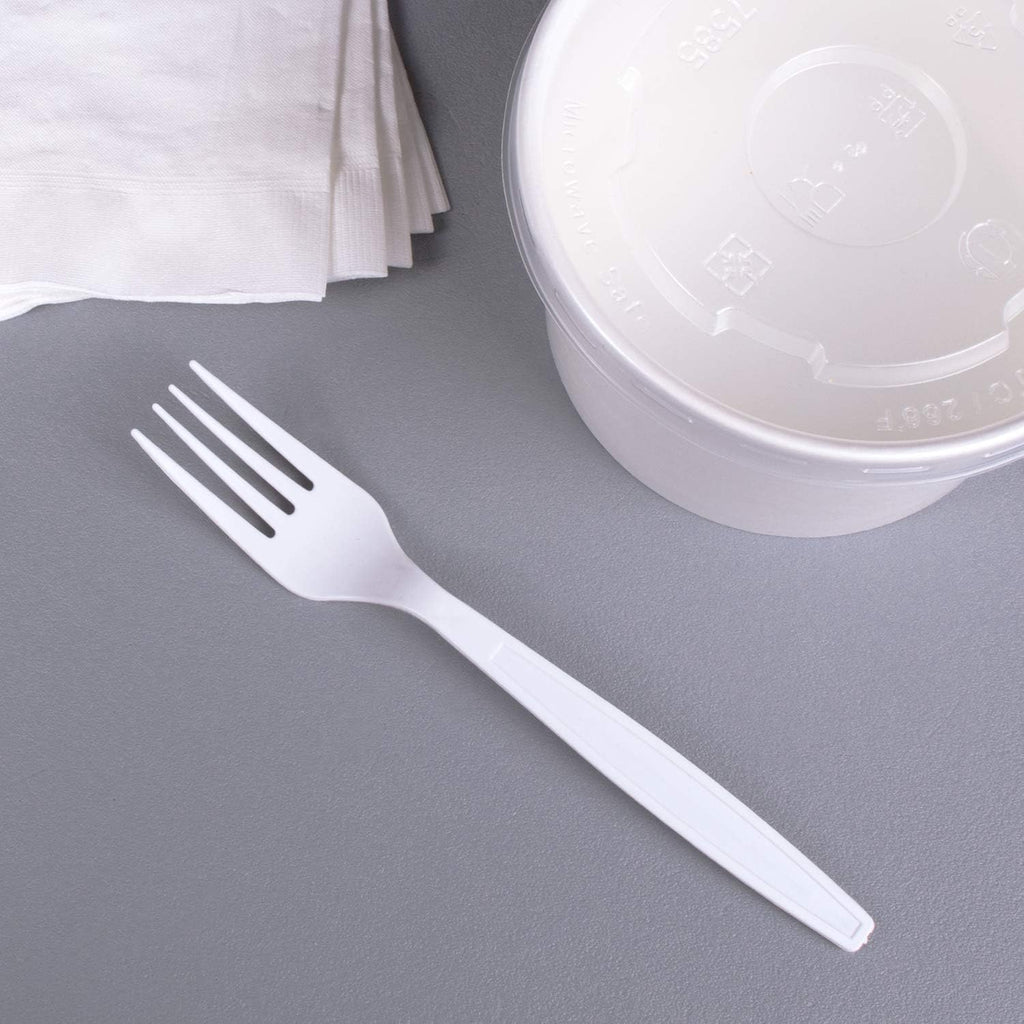 U3530W 7" Poly-Wrapped Heavy-Weight Disposable Fork, White (Pack of 1000)