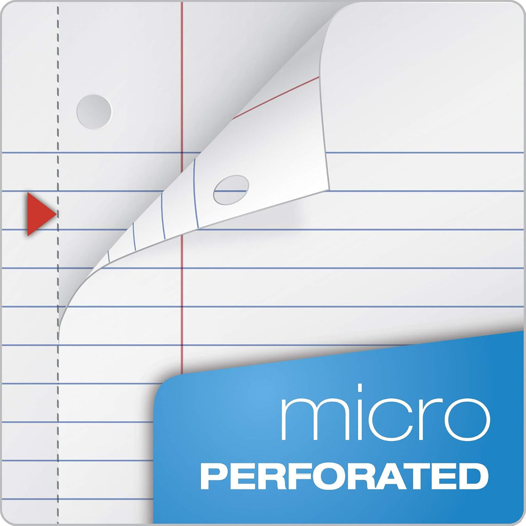 1-Subject Notebooks, School Journal, 8 x 10-1/2 Inch, Wide Rule Paper, 70 Sheets, 3-Hole Punch, 3 Pack, Red, Blue
