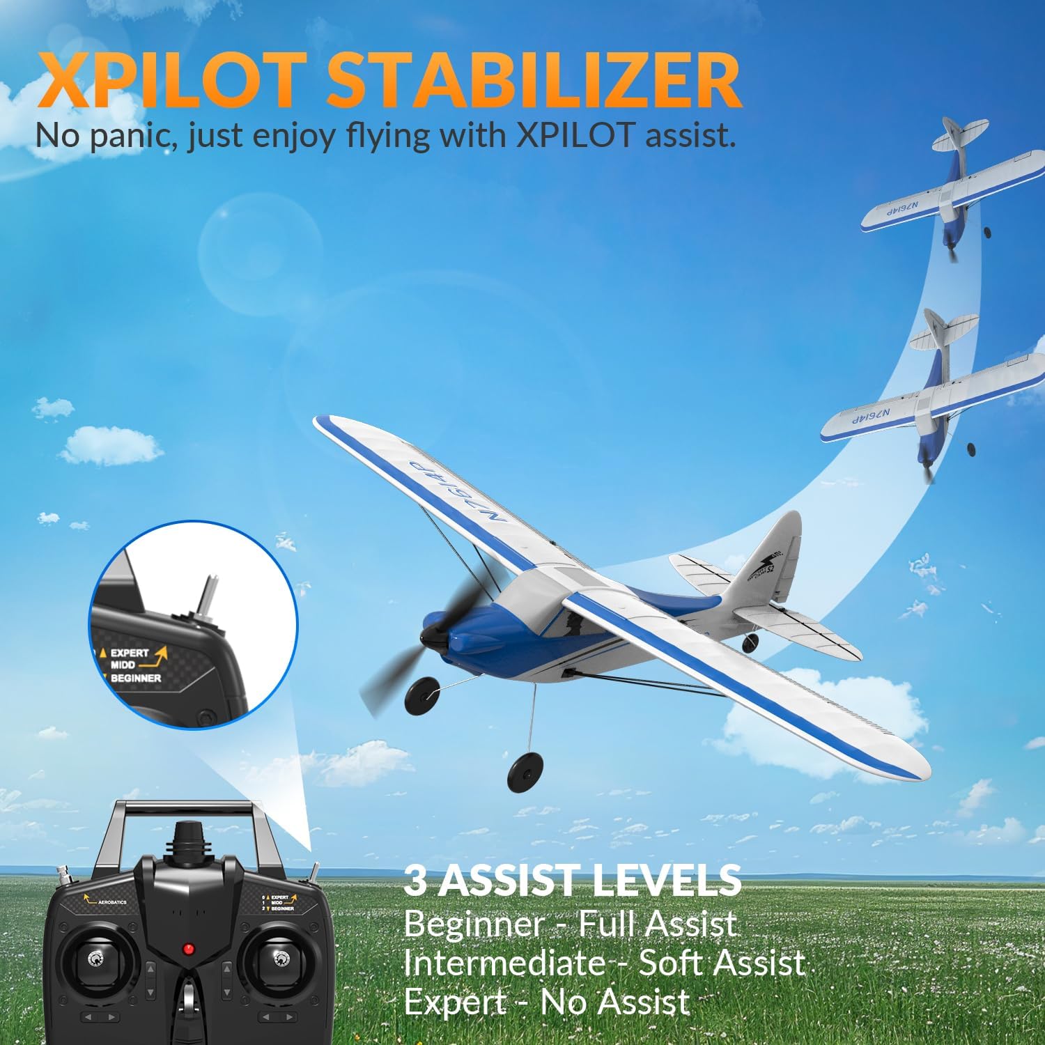 RC Plane, 4CH Remote Control Airplane for Beginners & Adults | Sport Cub Trainer RTF, Prop Saver, 6-Axis Gyro