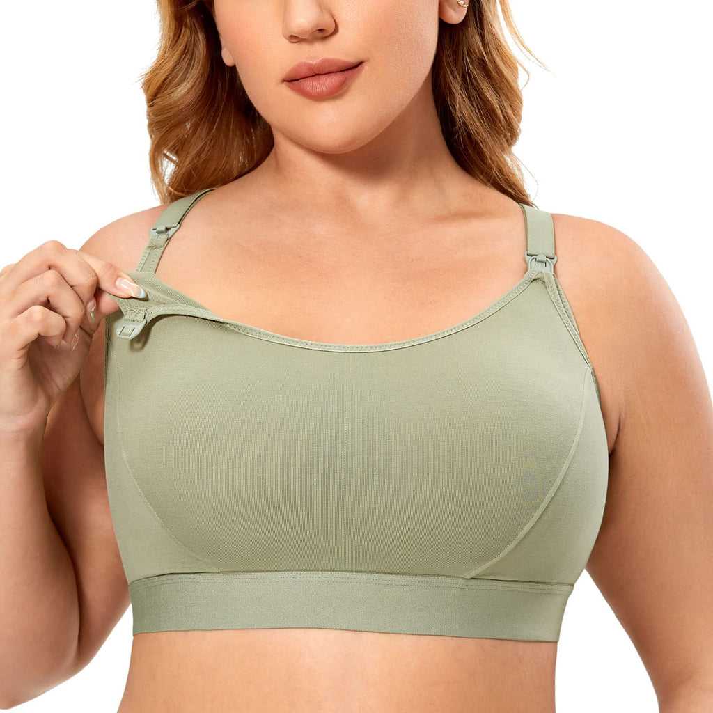 Cotton Nursing Bra for Breastfeeding Grey Olive 4X-Large