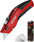 Box Cutter Utility Knife, [2-in-1] Retractable Box Cutter, Safety Heavy Duty Sharp Razor Knife for Home & Warehouse