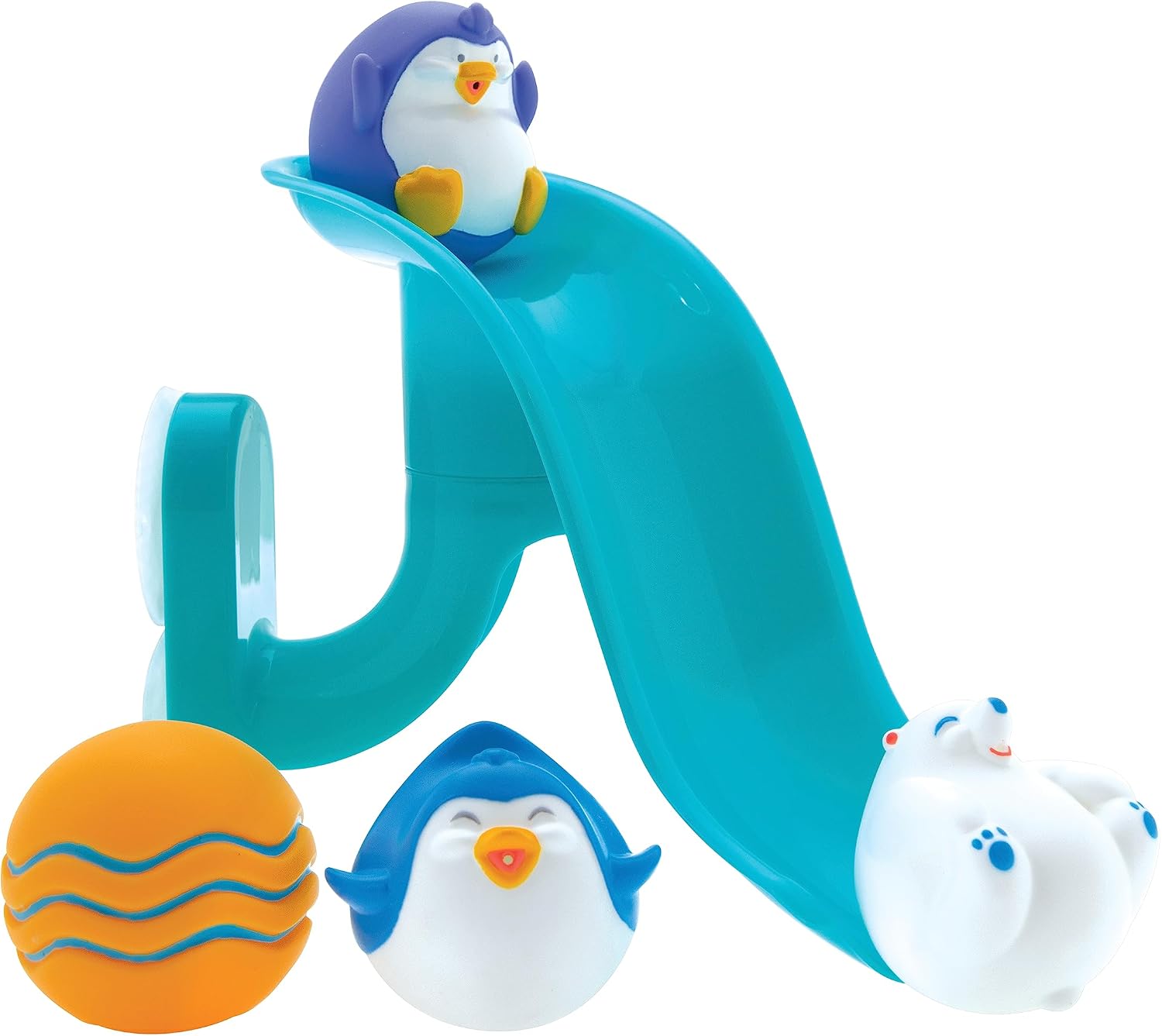 Penguin Slide Bath Toy Play Set with 4 Bath Squirters - Baby Bath Toys for Boys and Girls 12+ Months - Suction Cup