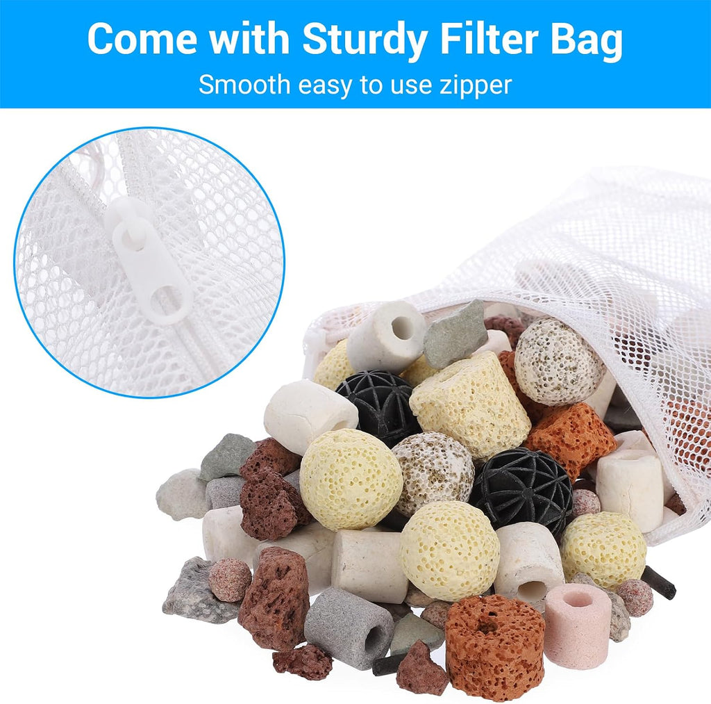 Filter Media,12 in 1 Bio Media for Aquarium Sump Filter Ceramic Rings Activated Carbon Bio Balls Freshwater Marine