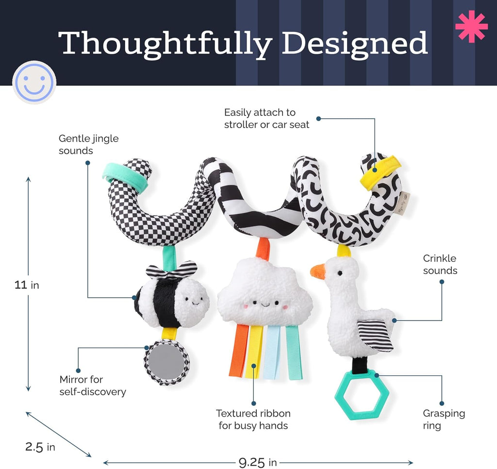 Itzy Ritzy Spiral Car Seat & Stroller Activity Toy - Stroller & Car Seat Toys for Ages 0 Months and Up - Hanging Toys