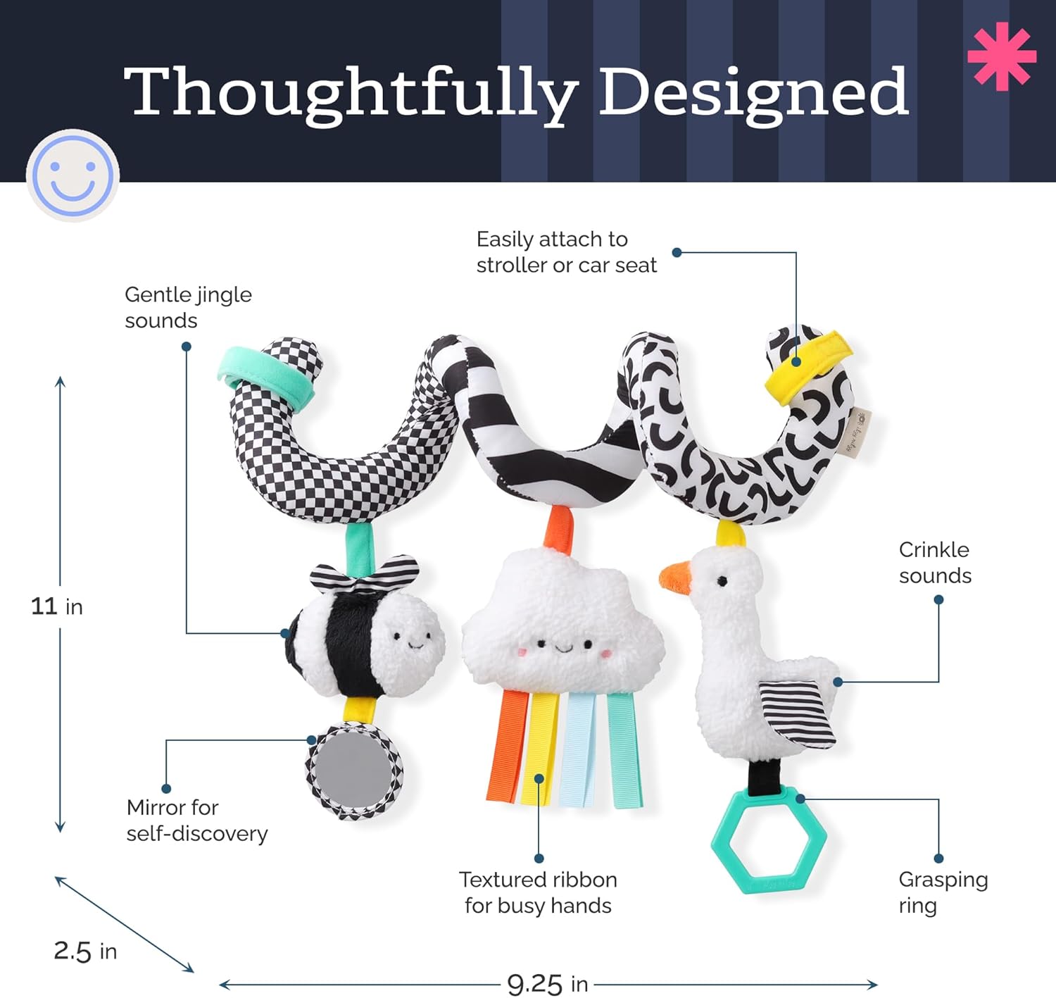 Itzy Ritzy Spiral Car Seat & Stroller Activity Toy - Stroller & Car Seat Toys for Ages 0 Months and Up - Hanging Toys