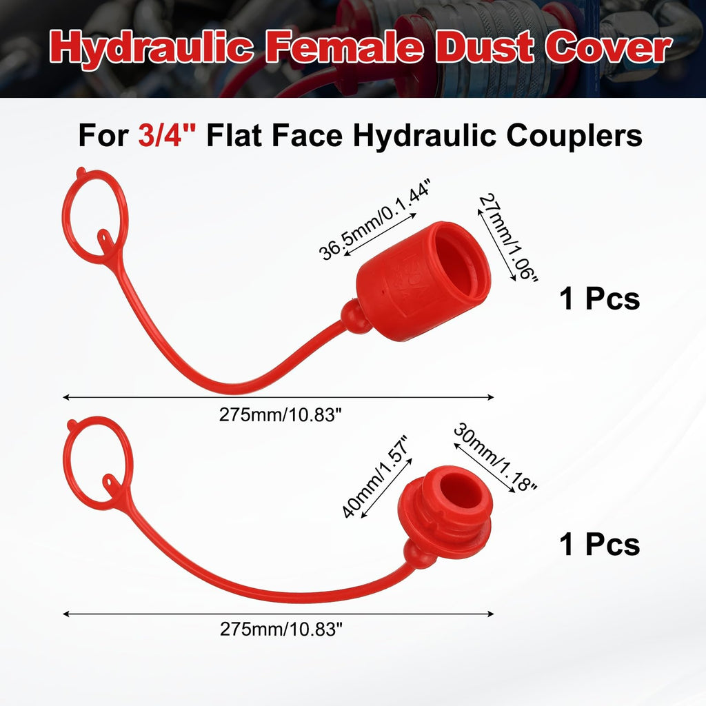 uxcell 1set Hydraulic Coupler Dust Cap and Plug Male Dust 1"Flat Face Red