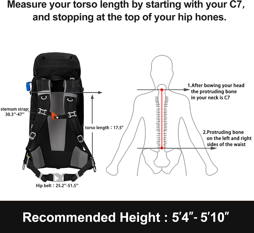 Internal Frame Hiking Backpack 50/60/65/70/80L, Mountain Climbing Camping Backpack Daypack Waterproof Rain Cover