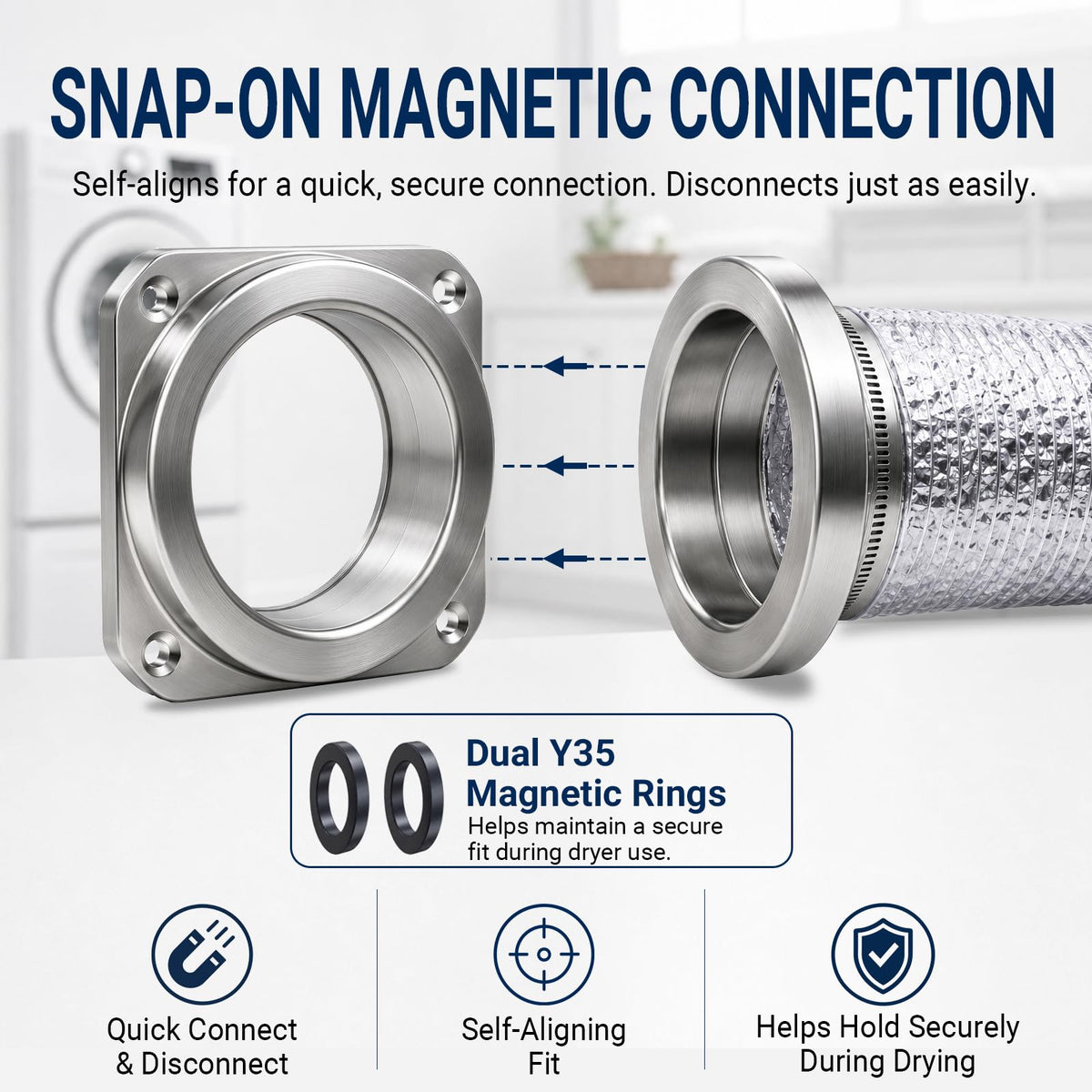 XUNTUI Magnetic Dryer Vent Connector Kit, 4" Magnetic Dryer Vent Coupling