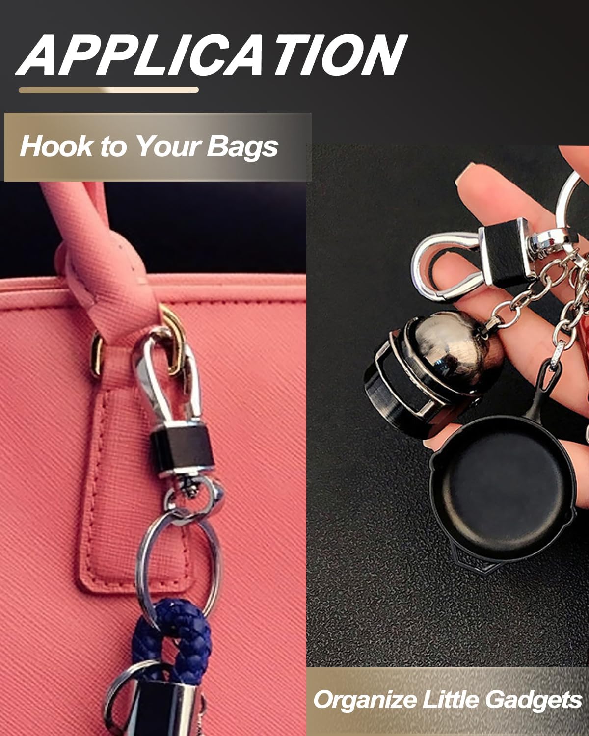 4 Pack Metal Carabiner Keychain Key Clip Hook, 4 Key Rings Car Key Chain Clips Ring Holder Organizer for Men and