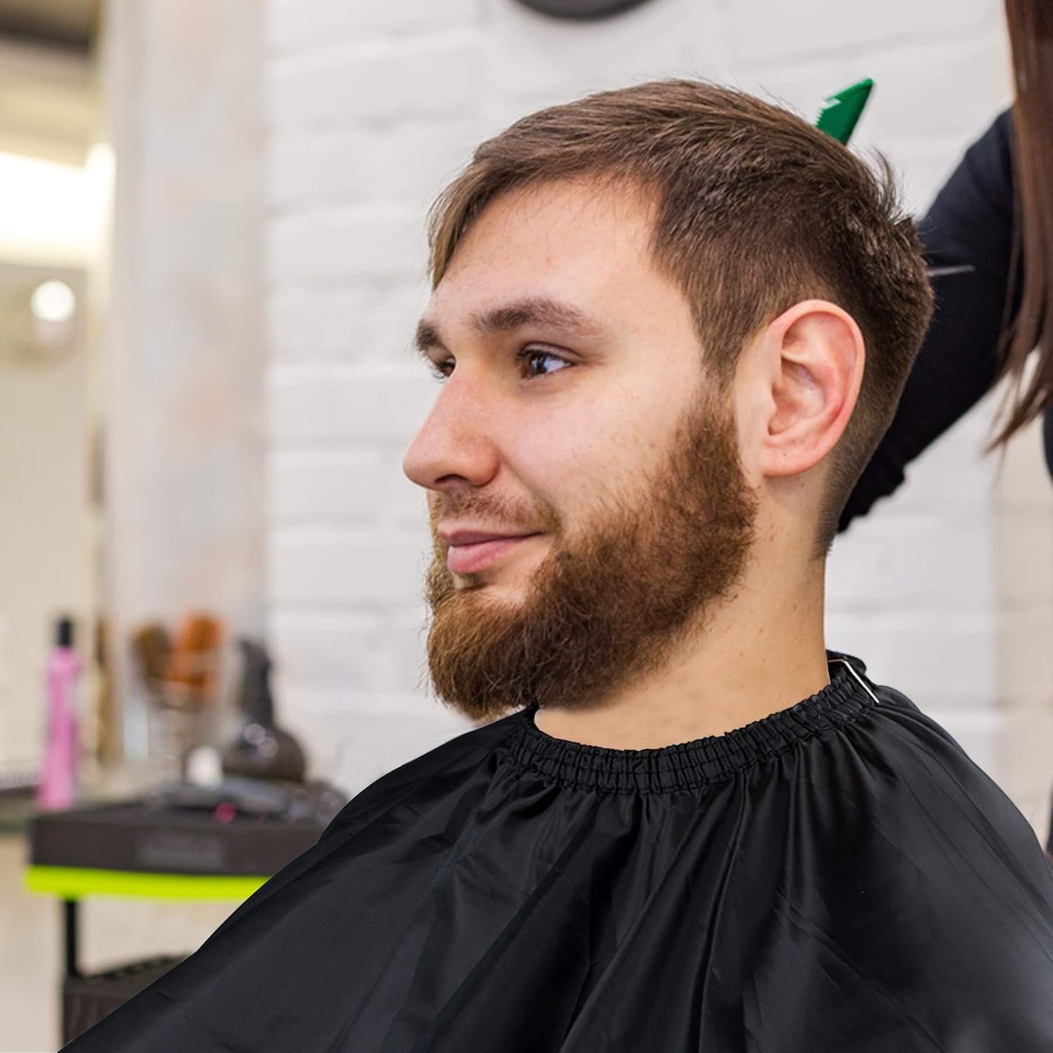 Barber Cape Professional Hair Cutting Cape with Neck Duster Brush | Full Coverage Haircut Apron for Adults, 47x56