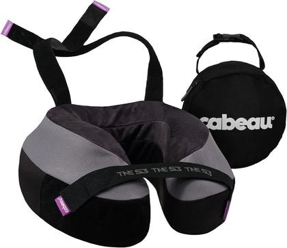 TNE S3 Travel Neck Pillow, Berlin Grey | Memory Foam, Attachment Straps, 360-Degree Support