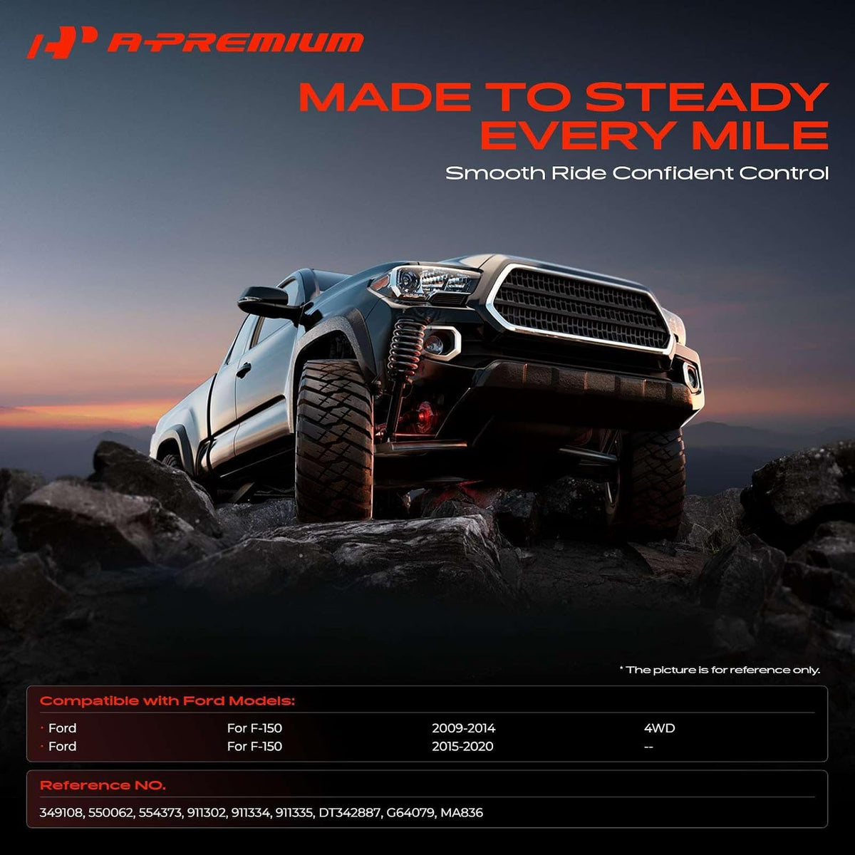 A-Premium Rear Shock Absorbers, Set of 2 - Compatible with Ford