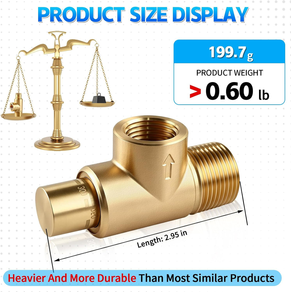 Poppet Adjustable Relief Valve 100-300 PSI, Brass Pressure Relief Valve