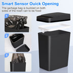 Bathroom Touchless Trash Can 2.2 Gallon Smart Automatic Motion Sensor Rubbish Can with Lid Electric Narrow Small