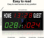 LED Electronic Scoreboard Digital Score Keeper with Remote/Timer/Shot Clock | Basketball Scoreboard with 40-Foot